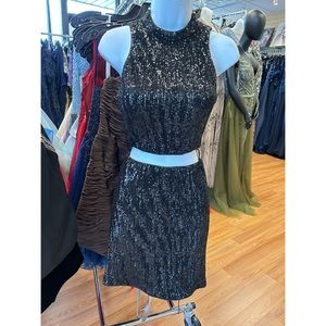 Jovani short black sequin two piece dress size 4. Dress is new with tags